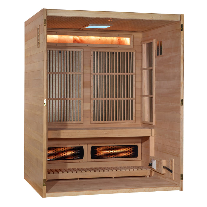 Golden Designs 2025 Soria 3 Person Hybrid Sauna (Indoor). Full Spectrum and Harvia Traditional Stove
