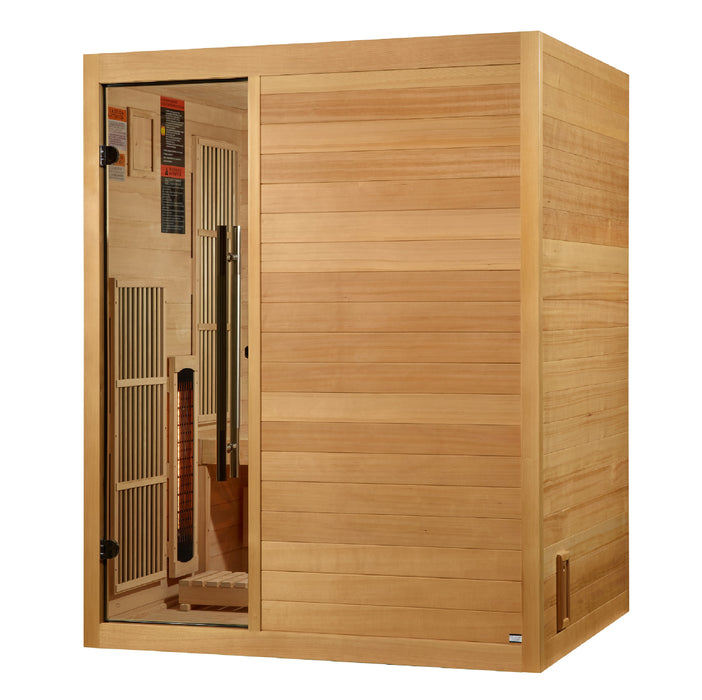Golden Designs 2025 Soria 3 Person Hybrid Sauna (Indoor). Full Spectrum and Harvia Traditional Stove